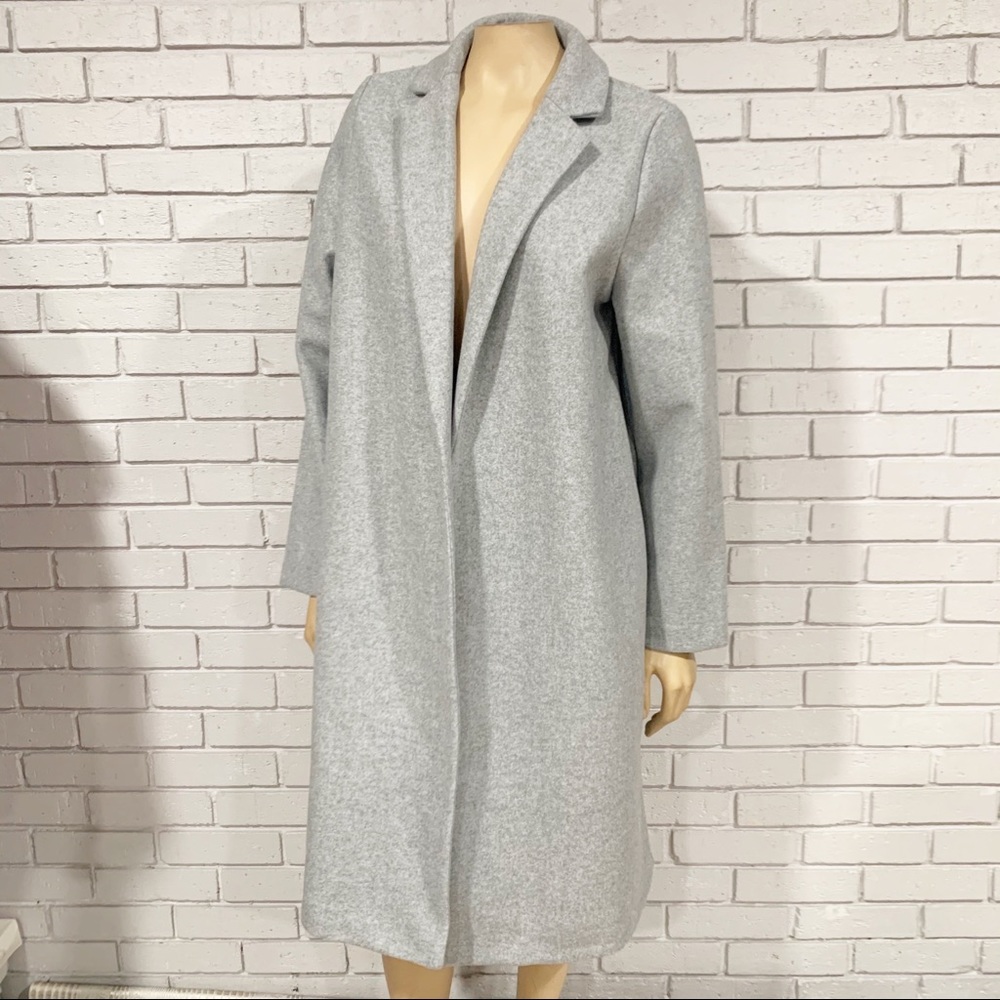 Zara Gray Coat With Lapel Collar